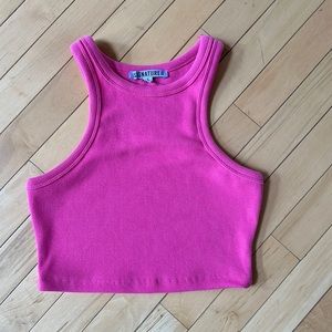 Signature 8 Ribbed Racer Back Pink Crop Top Size Small NWT